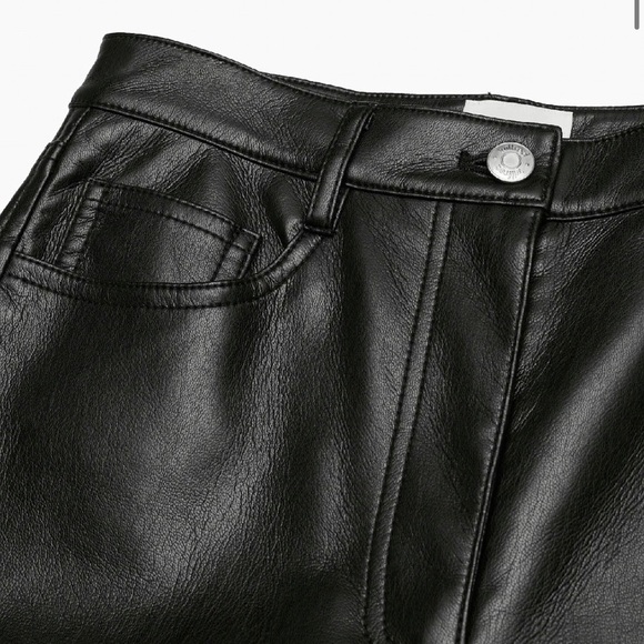 Aritzia The Melina Pant vegan leather black highrise straight-leg regular size 4 - Picture 3 of 8